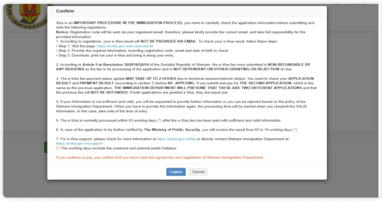 Vietnam e Visa Payment Process