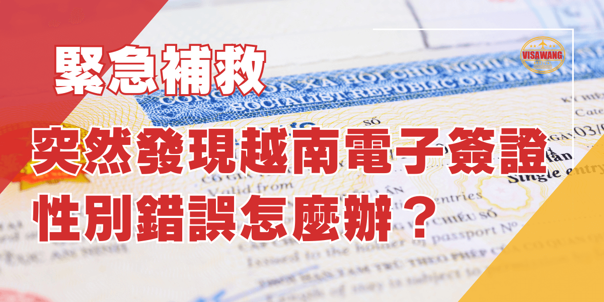 突然發現越南電子簽證性別錯誤怎麼辦